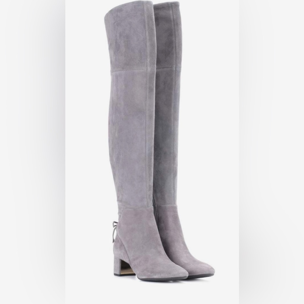 Tory Burch Laila 45MM over the knee boot stretch suede carbon size 7.5 like new
